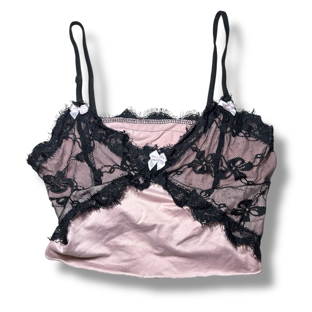 Black lace crop top
